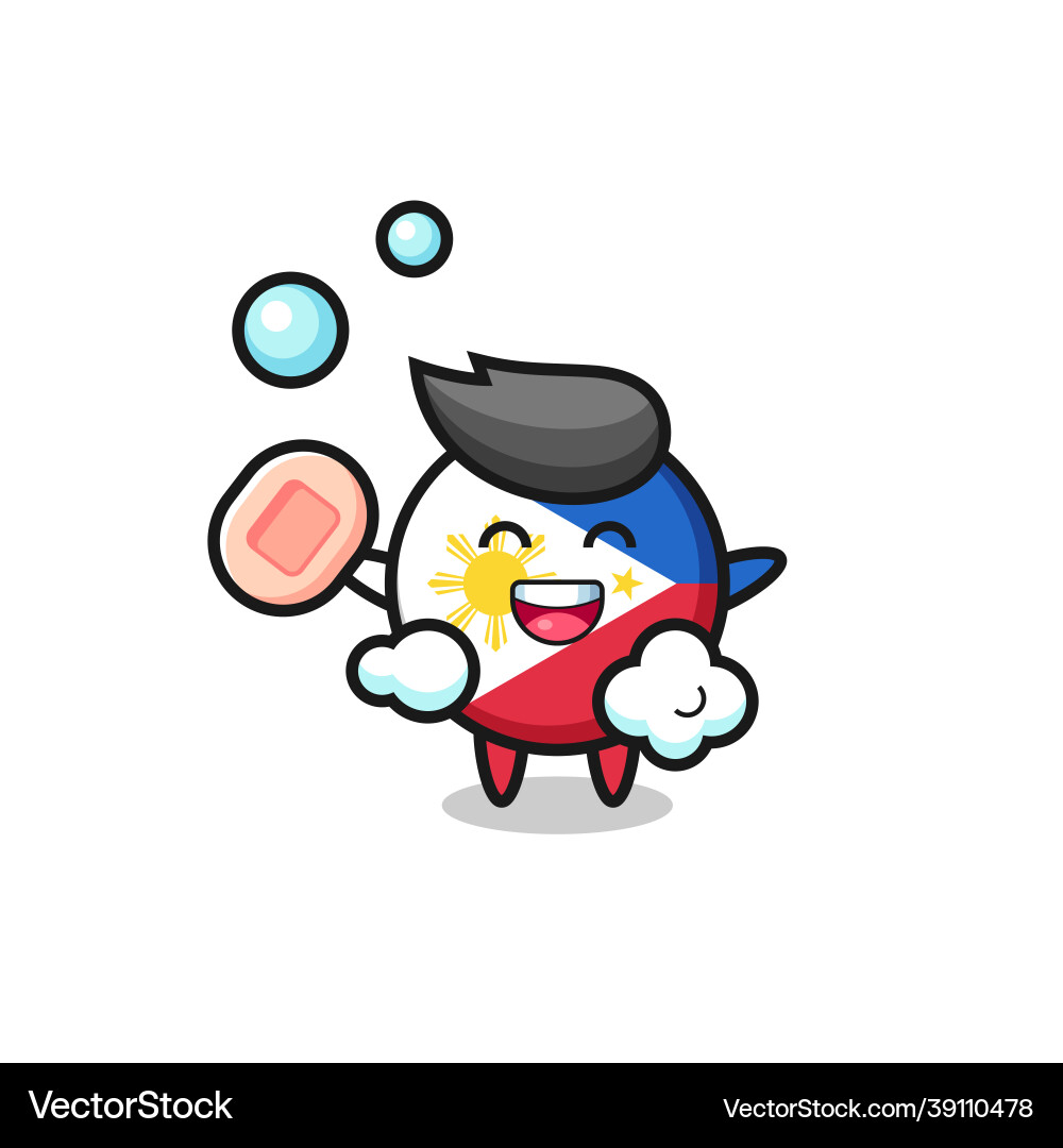 Philippines flag badge character is bathing while Vector Image