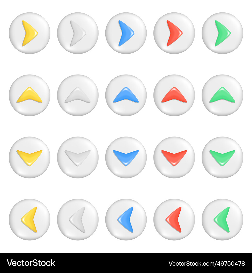 Realistic 3d colorful arrows on round button Realistic 3d colorful arrows on round button vector image