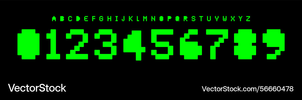 Retro y2k pixel alphabet glitch display font vector image