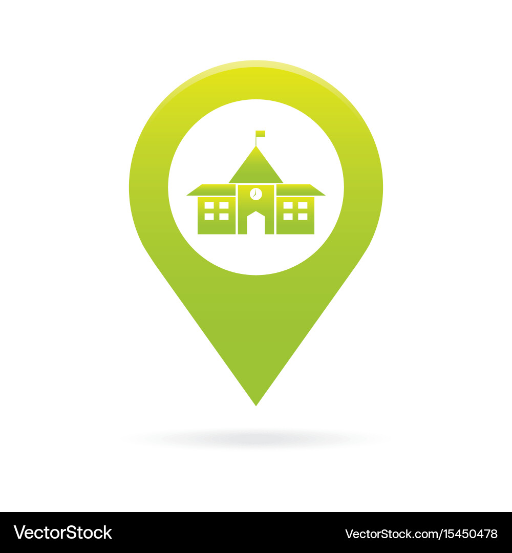 School map pointer icon marker gps location flag vector image