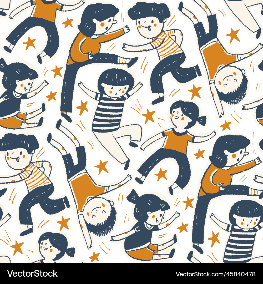 Seamless pattern with dancing and jumping children Vector Image
