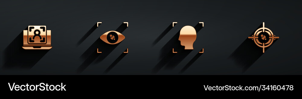 Set laptop with face recognition eye scan Set laptop with face recognition eye scan vector image