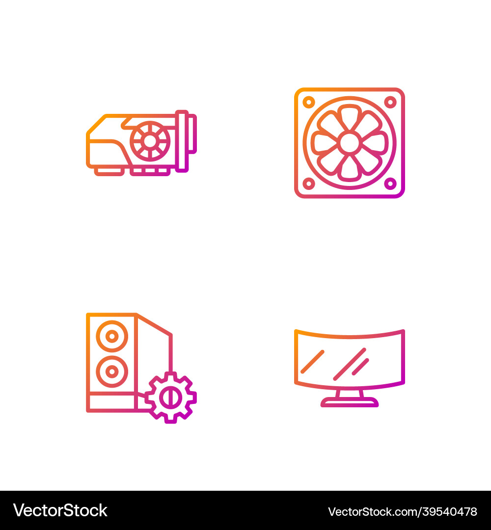 Set line computer monitor screen case Set line computer monitor screen case vector image