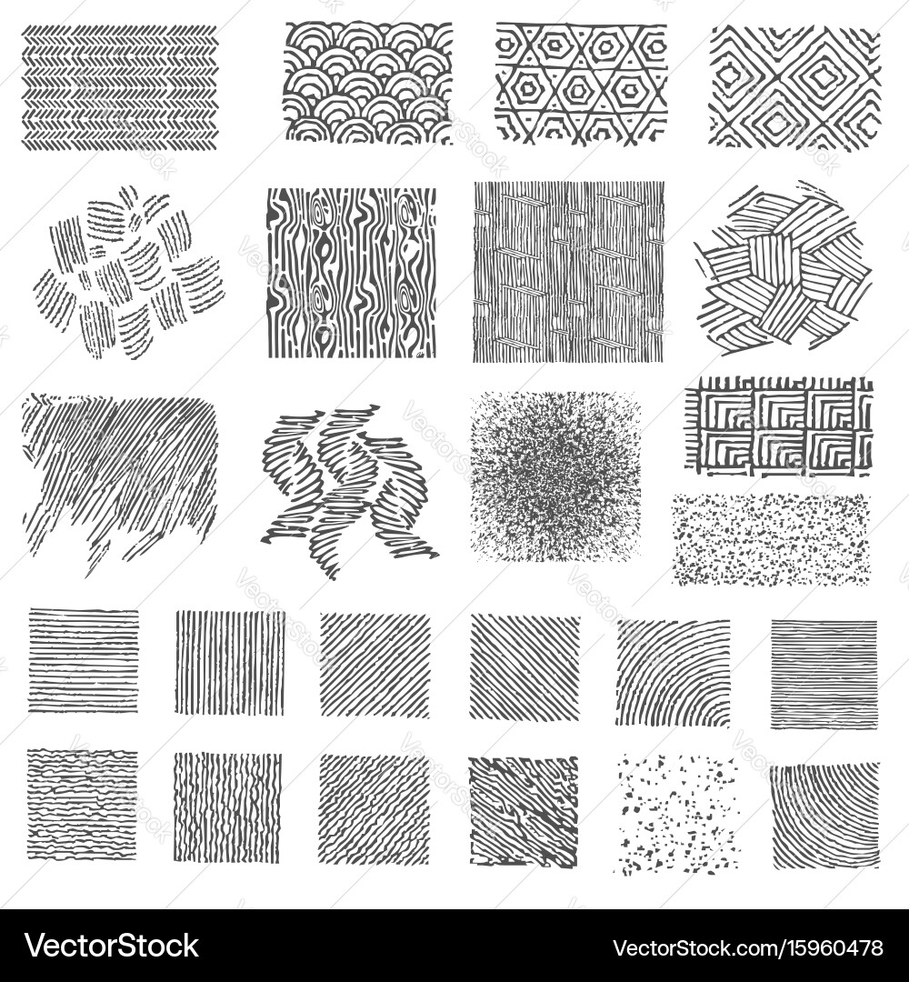 Set of hand drawn marker and ink patterns vector image