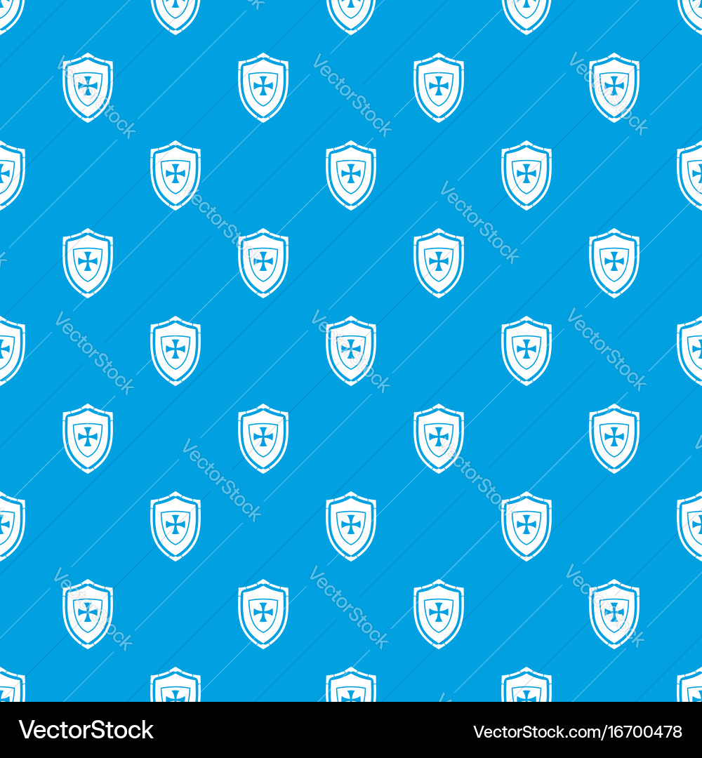 Shield with cross pattern seamless blue vector image