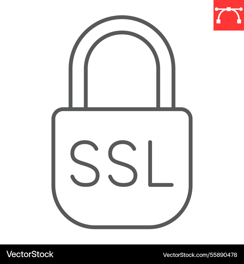 Ssl padlock line icon security and protection Ssl padlock line icon security and protection vector image