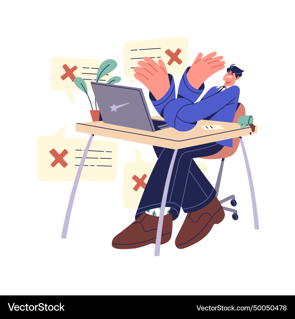 Stressed Office Worker - Ausfall und Frustration Vektorbild