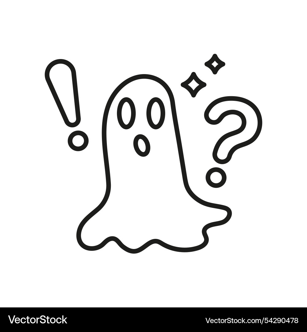 Surprised ghost with exclamation and question mark vector image