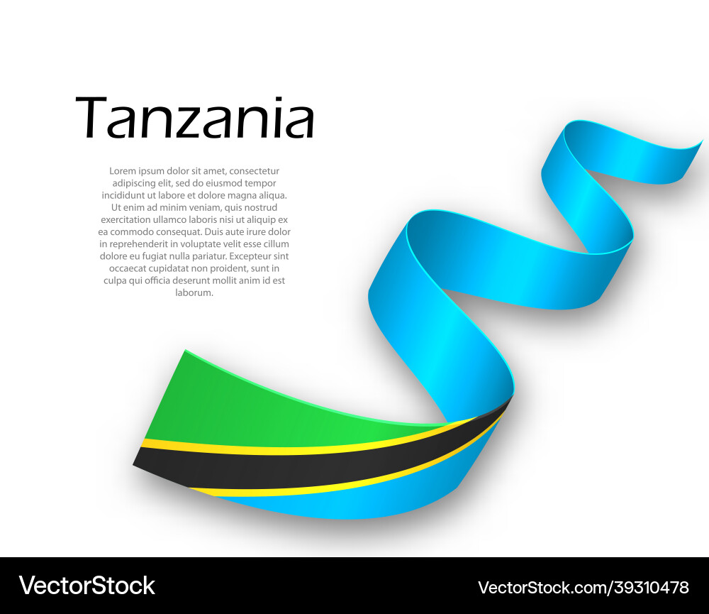 Waving ribbon or banner with flag of tanzania Waving ribbon or banner with flag of tanzania vector image