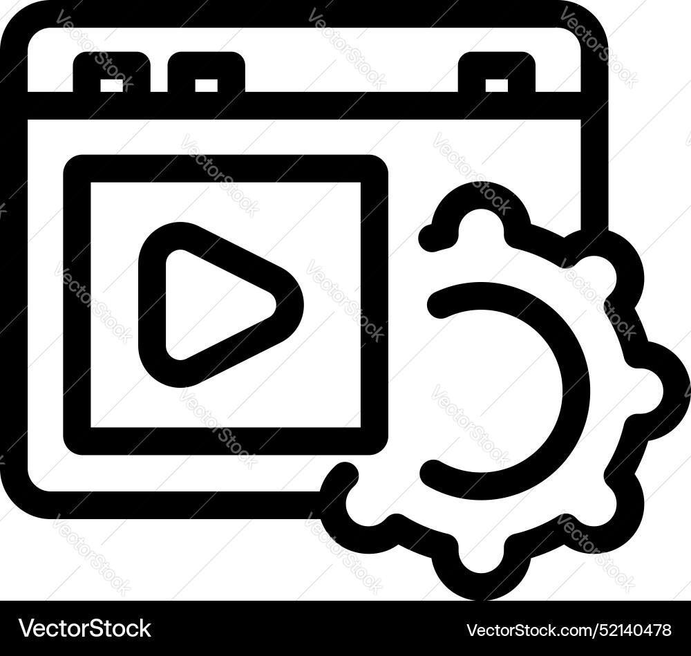Website video player being optimized with cogwheel Website video player being optimized with cogwheel vector image