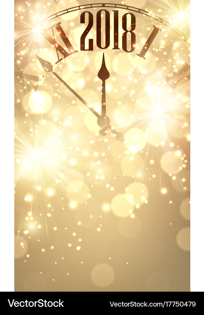 2018 new year background with clock vector image
