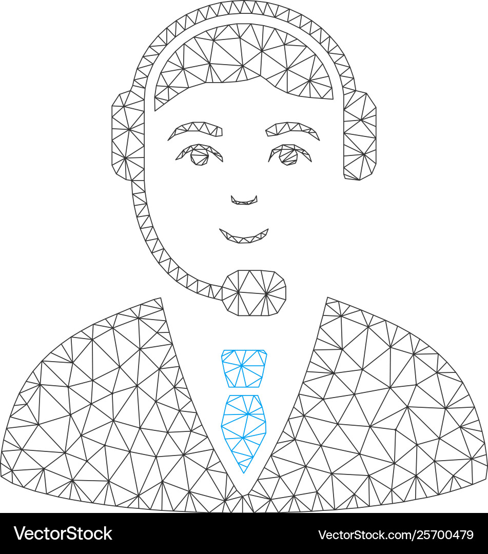 Call center operator polygonal frame mesh Call center operator polygonal frame mesh vector image