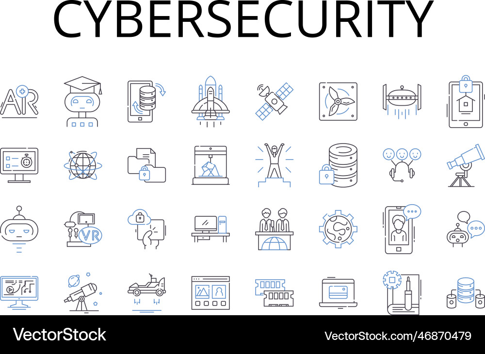 Cybersecurity line icons collection data Vector Image