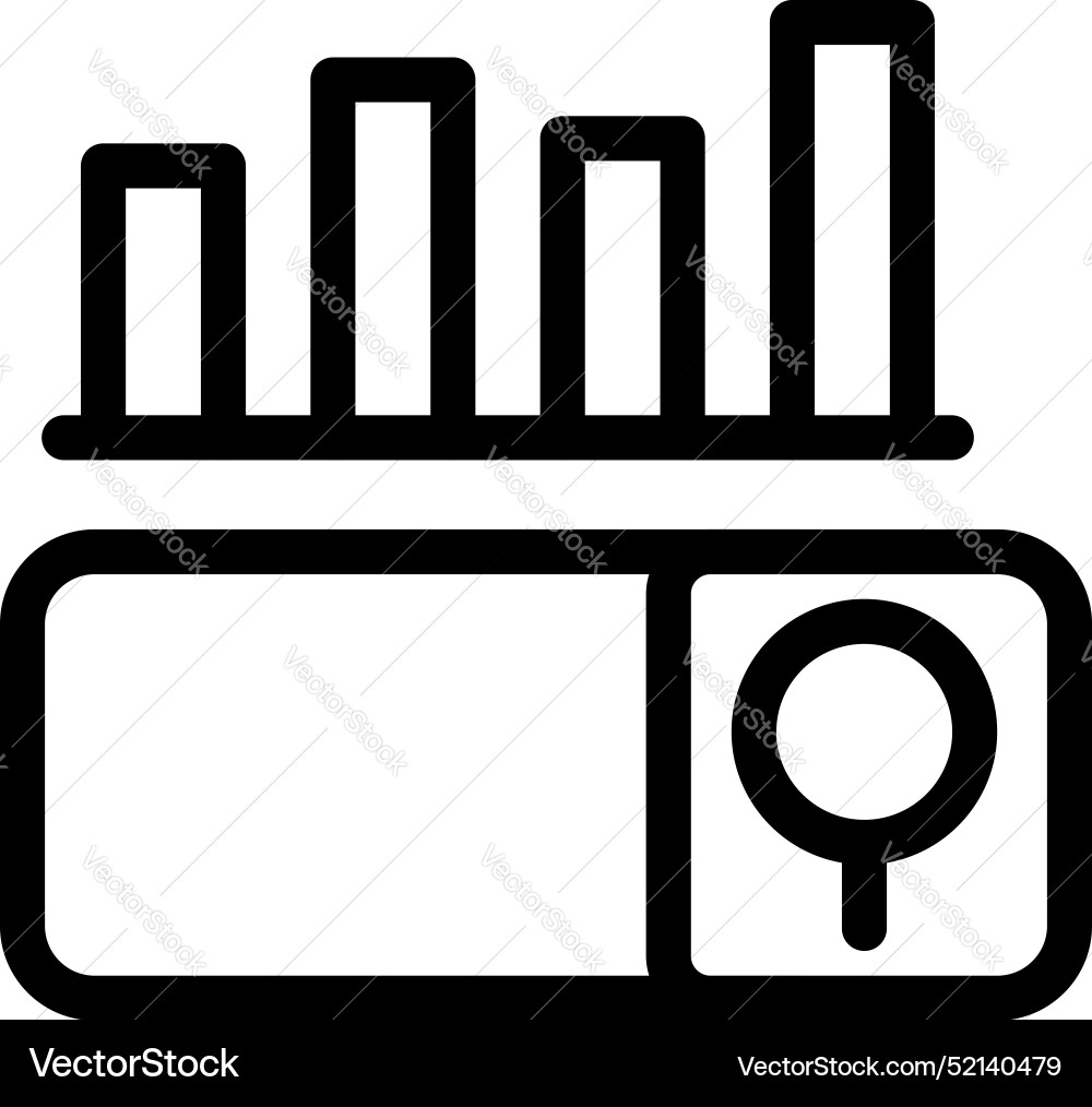Data analysis icon showing chart with magnifying Data analysis icon showing chart with magnifying vector image