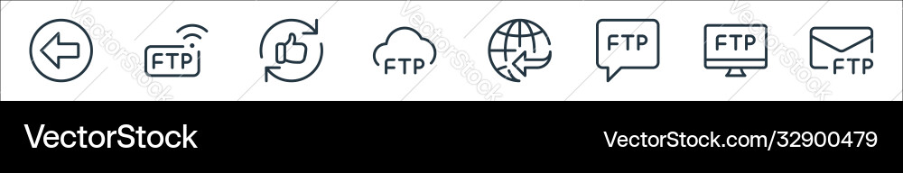 Data transfer line icons linear set quality Data transfer line icons linear set quality vector image
