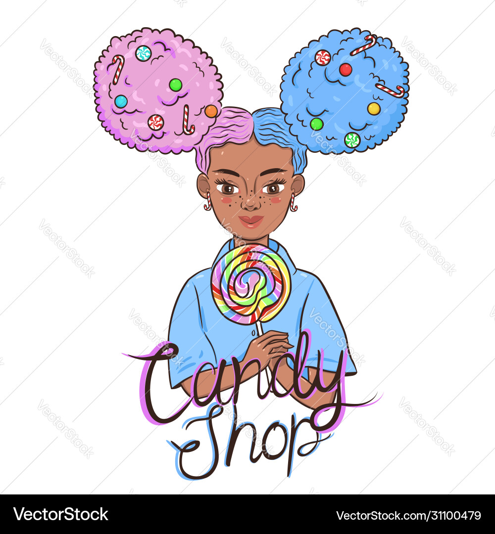 Emblem mit einem Kind halten lollipop süß Emblem mit einem Kind halten lollipop süß vektorbild