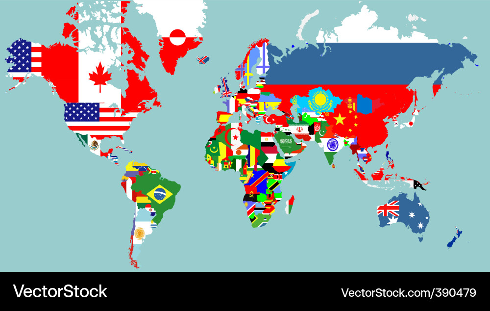 Global Map with Flags vector image