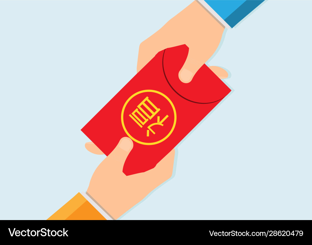 Hand holding chinese new year red money packet Hand holding chinese new year red money packet vector image