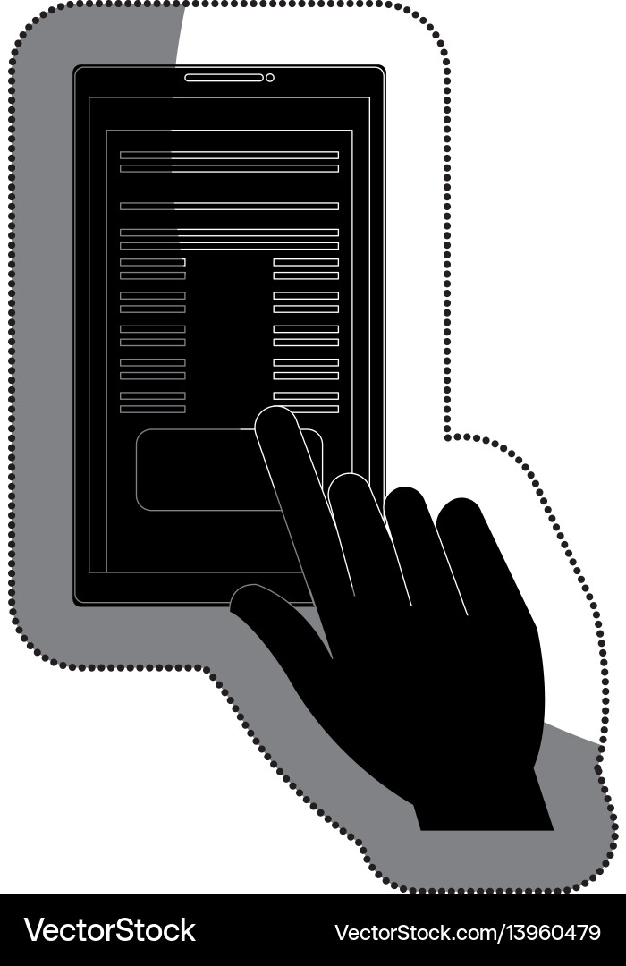 Hand user with smartphone device isolated icon Hand user with smartphone device isolated icon Vector Image