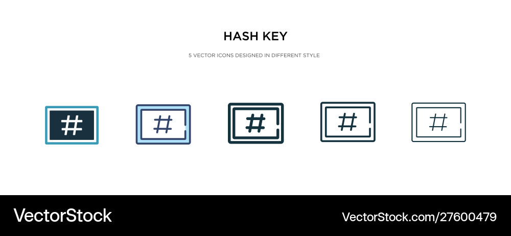 Hash key icon in different style two colored vector image