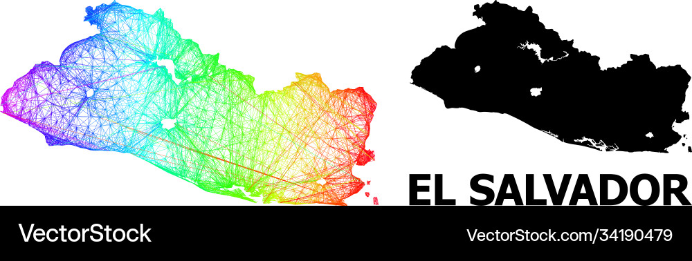 Hatched map el salvador with spectrum gradient Hatched map el salvador with spectrum gradient vector image
