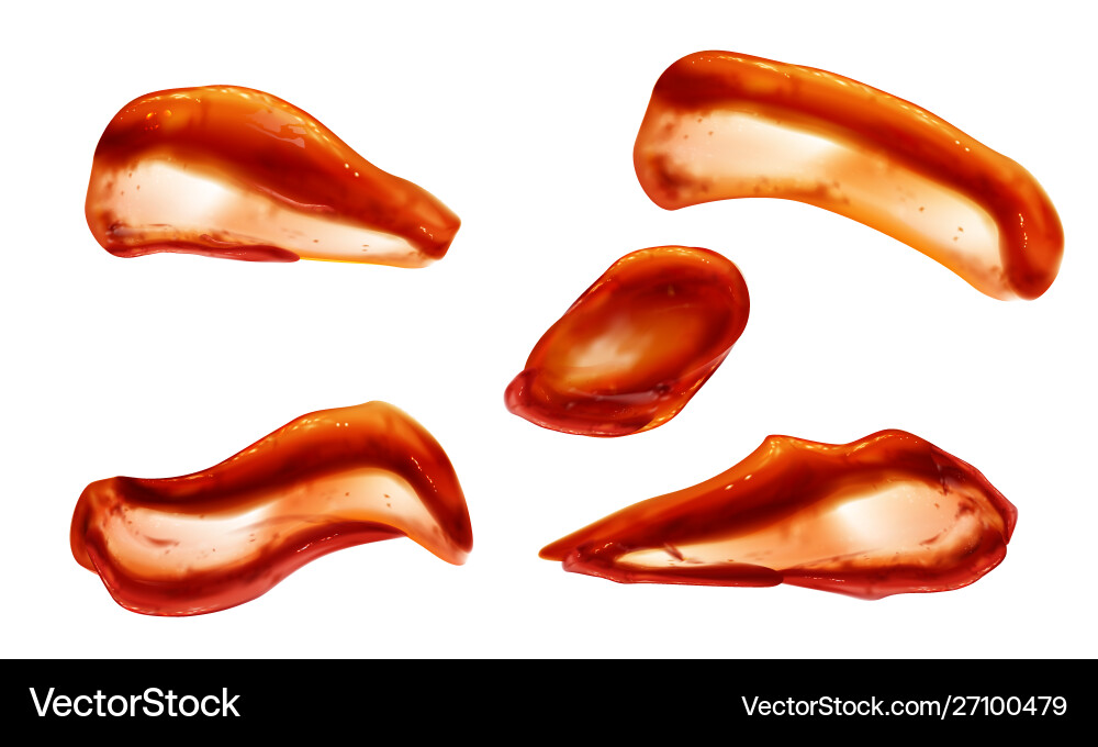 Ketchup splashes set top view tomato sauce blobs Ketchup splashes set top view tomato sauce blobs vector image