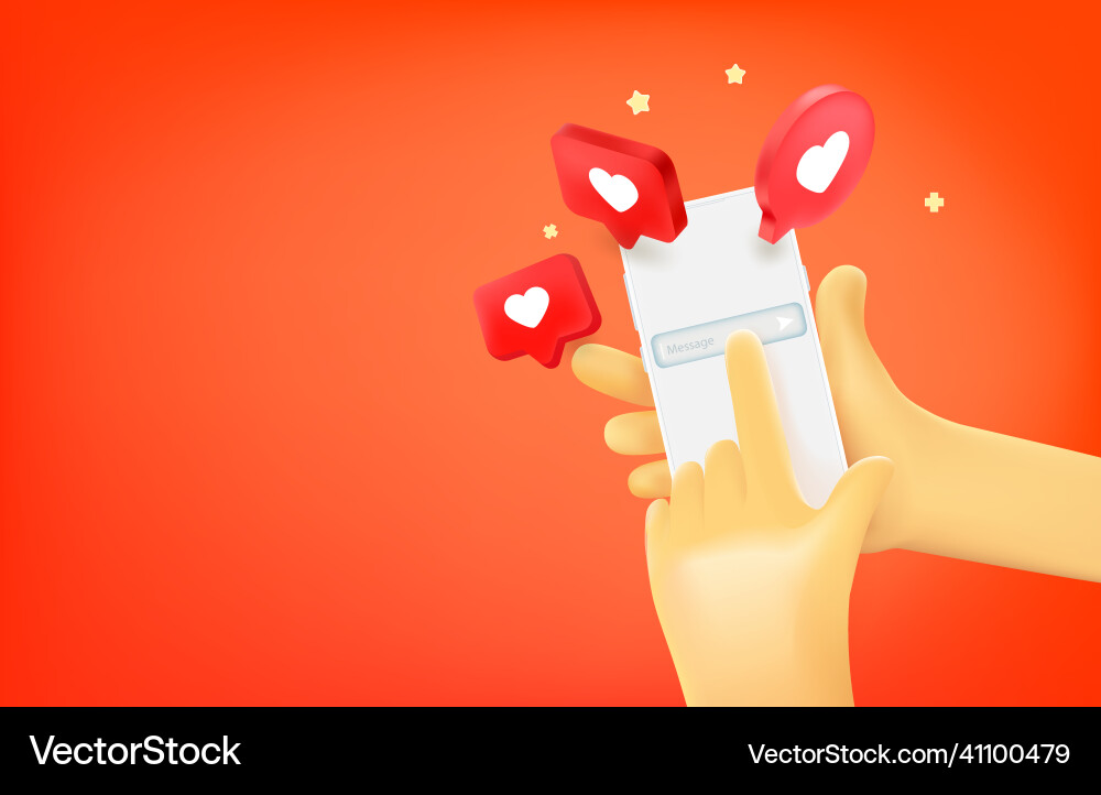 Man writing a message in social media via mobile Vector Image