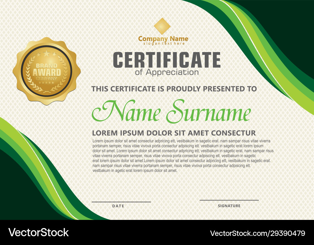 Modern certificate template with flow lines Modern certificate template with flow lines vector image