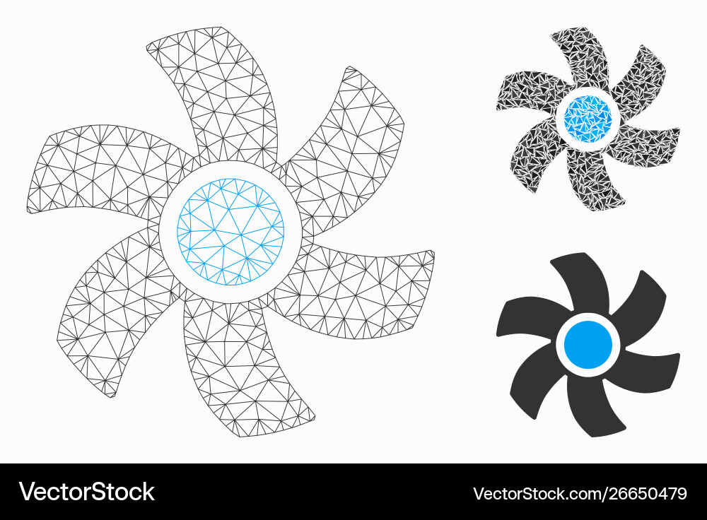 Rotor mesh wire frame model and triangle vector image