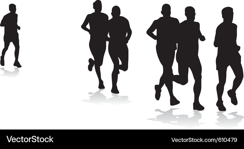 Running Athletes Silhouette Vector Image