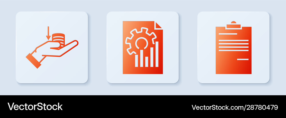 Set document with graph chart money on hand Set document with graph chart money on hand Vector Image