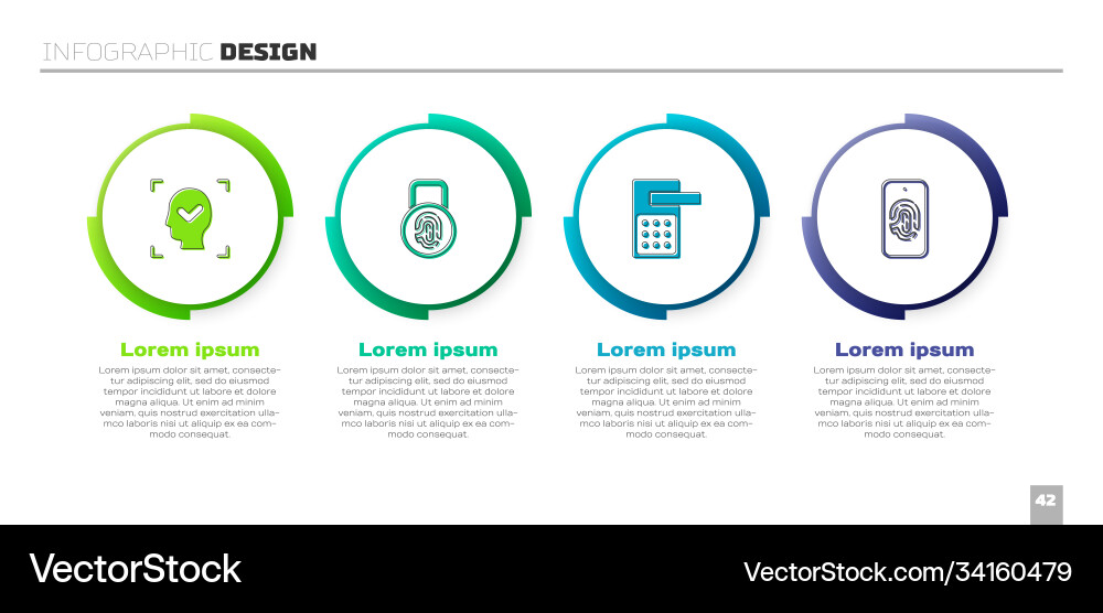 Set face recognition fingerprint with lock Set face recognition fingerprint with lock Vector Image