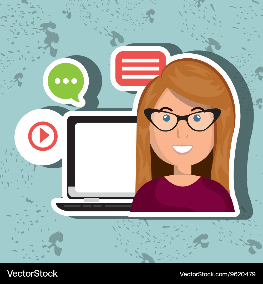 Social networking user laptop isolated icon design vector image
