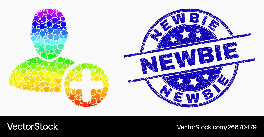 Spectral pixelated add user icon and grunge vector image