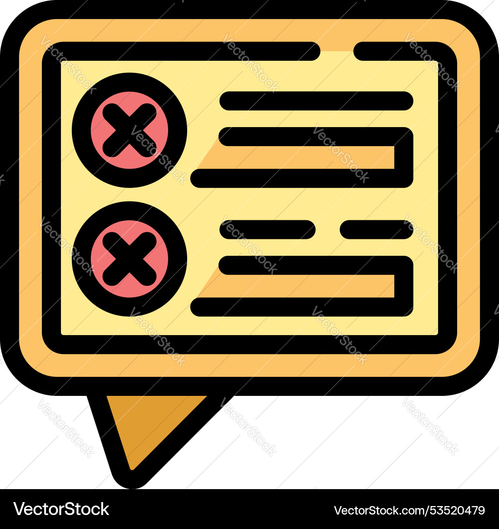 Speech bubble showing survey with negative answers Speech bubble showing survey with negative answers vector image