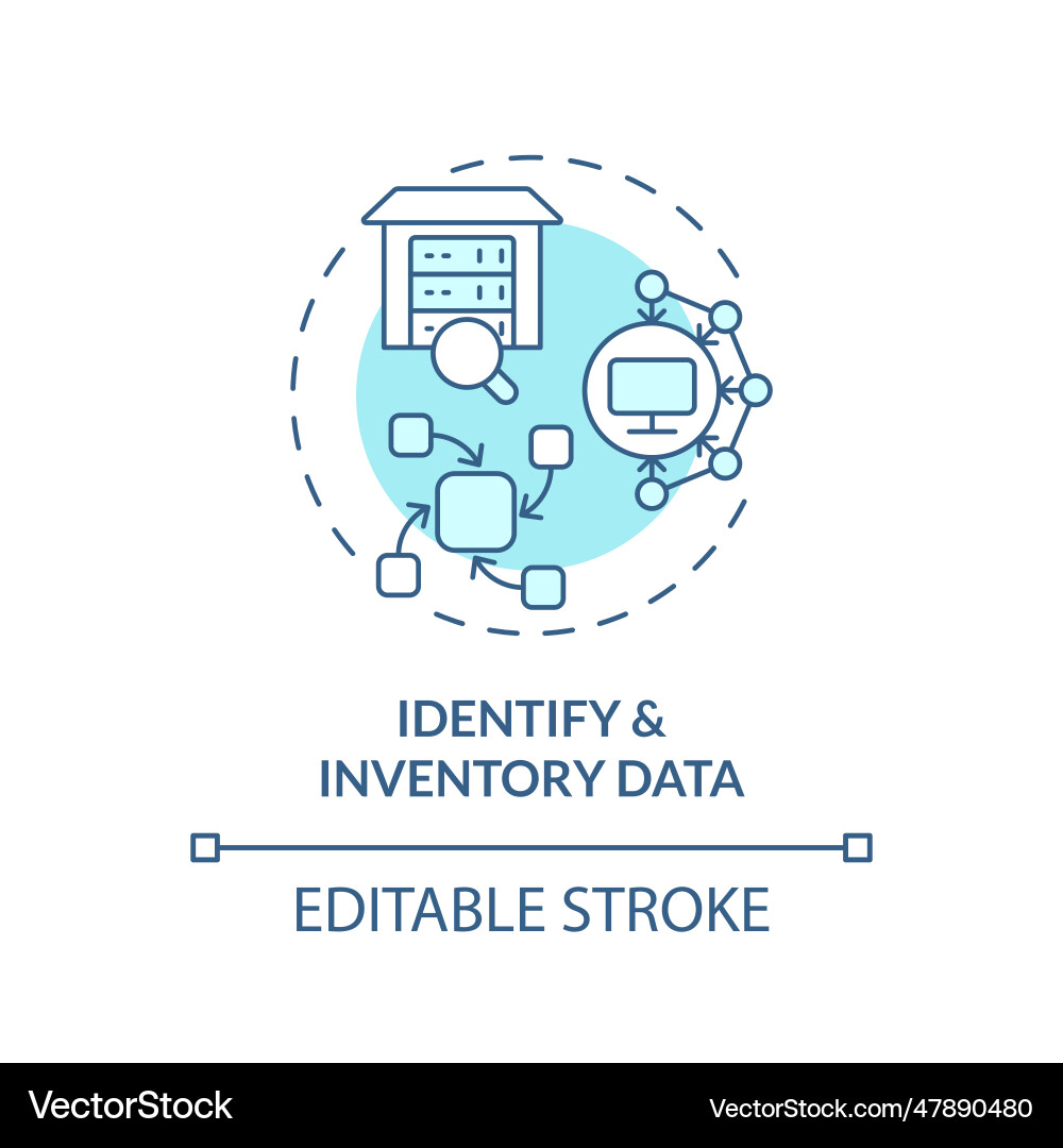 2d identify and inventory data concept linear icon 2d identify and inventory data concept linear icon Vector Image