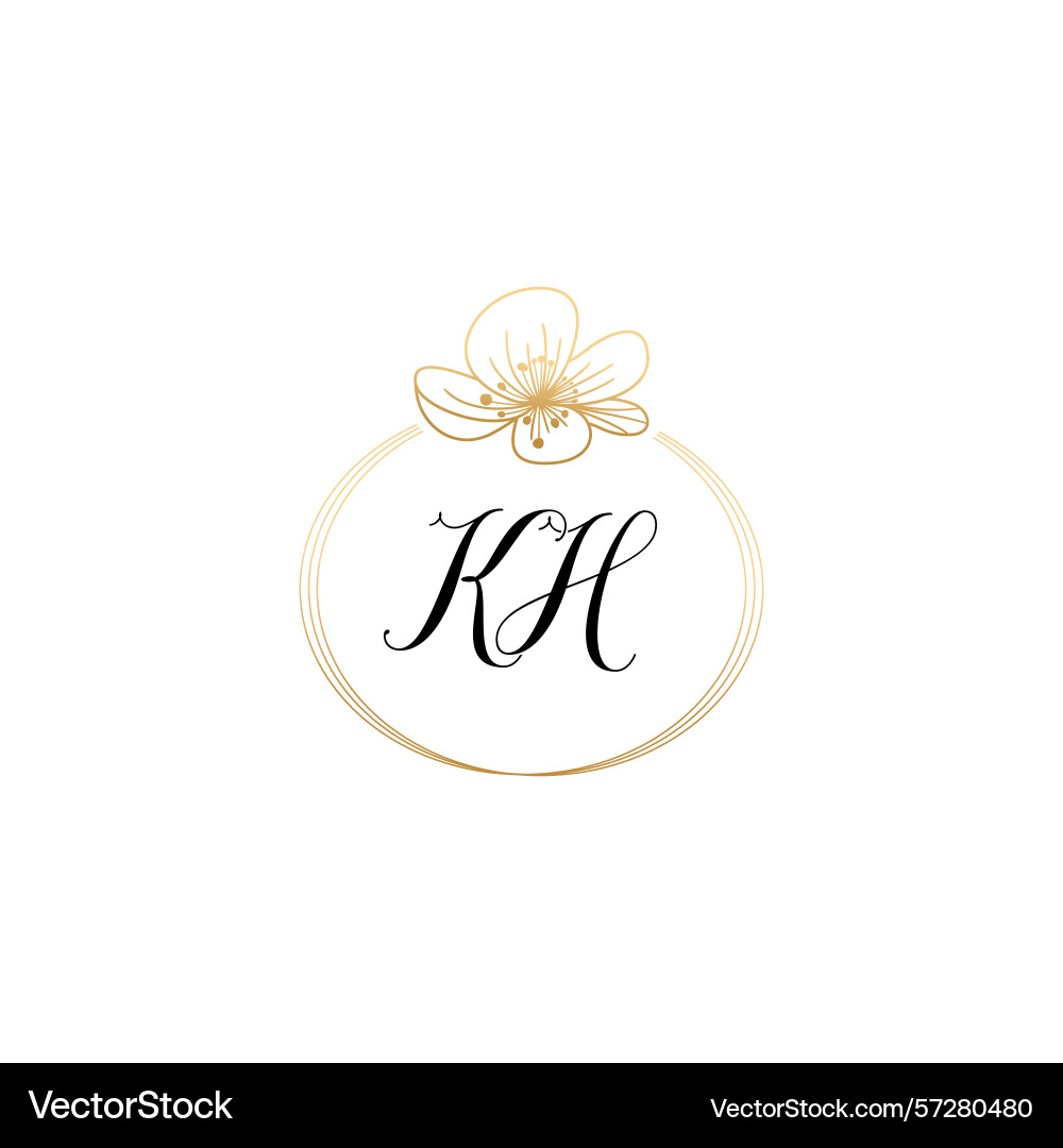 Botanical monogram logos with initial kh Botanical monogram logos with initial kh Vector Image