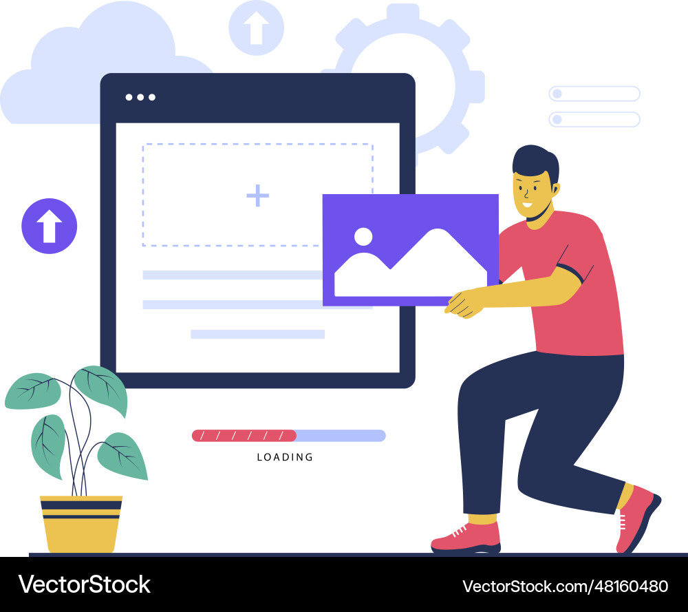 Concept of image upload technology Concept of image upload technology vector image