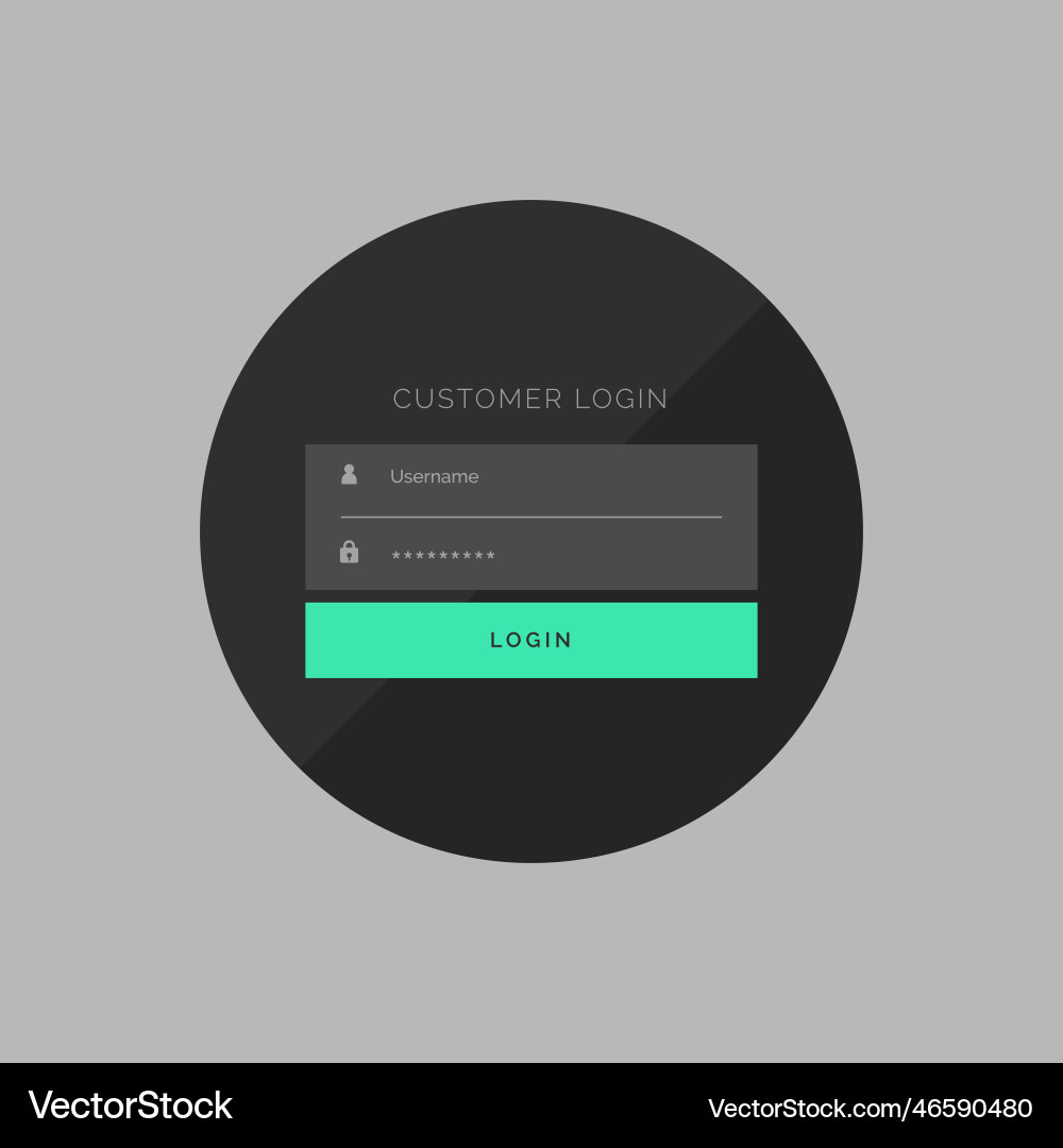 Dark customer login form in simple style vector image