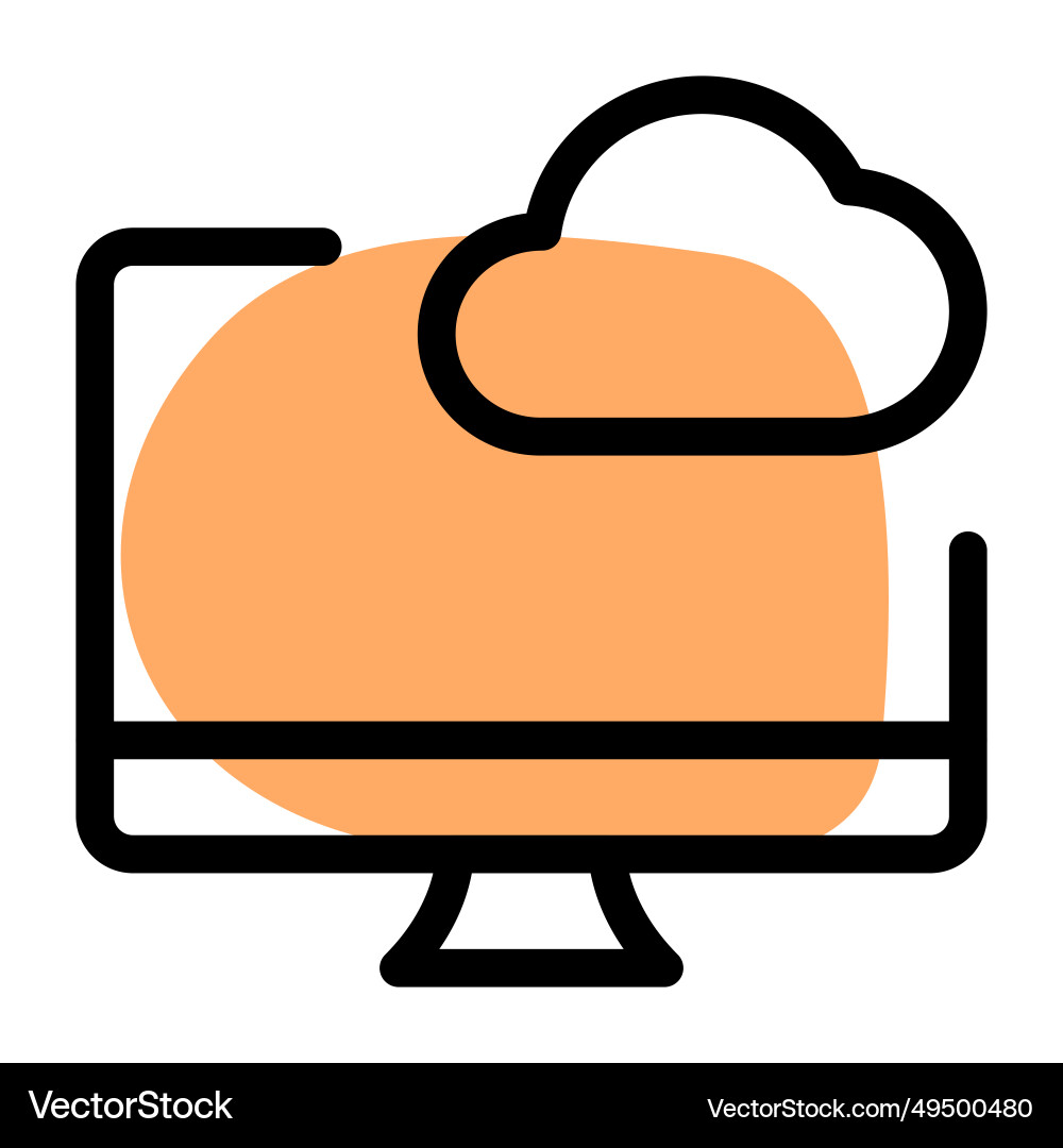 Desktop linked to cloud for data storage vector image