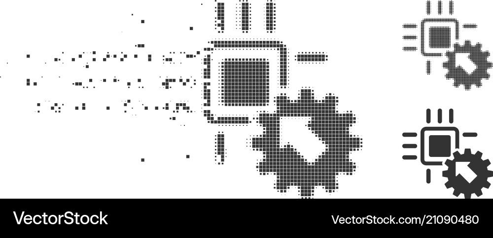 Dissipated pixel halftone hitech processor Dissipated pixel halftone hitech processor vector image