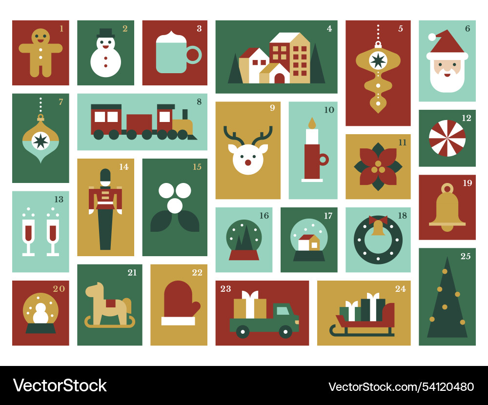 Flat Style Advent Calendar vector image