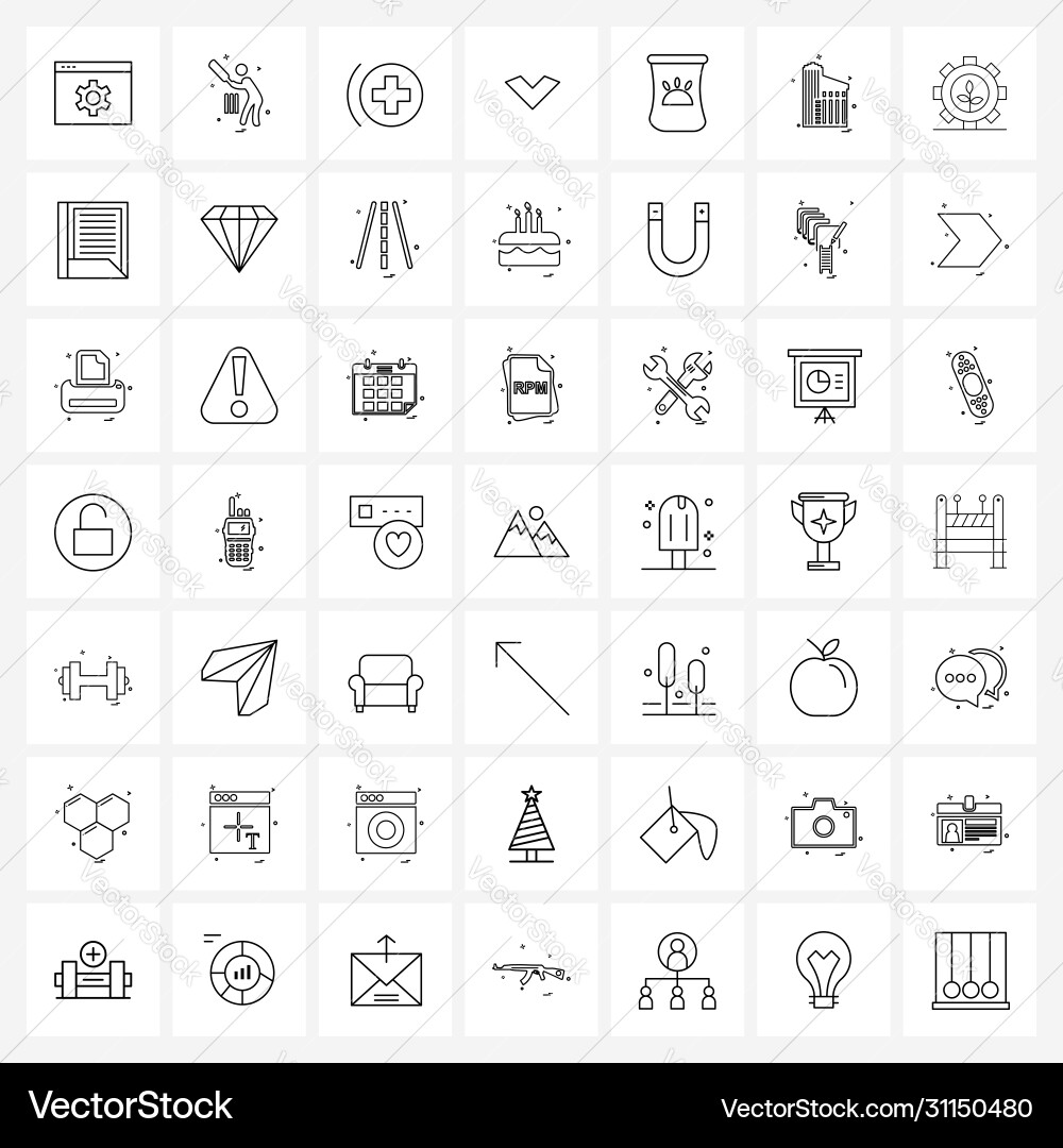 Modern style set 49 line pictograph grid based Vector Image