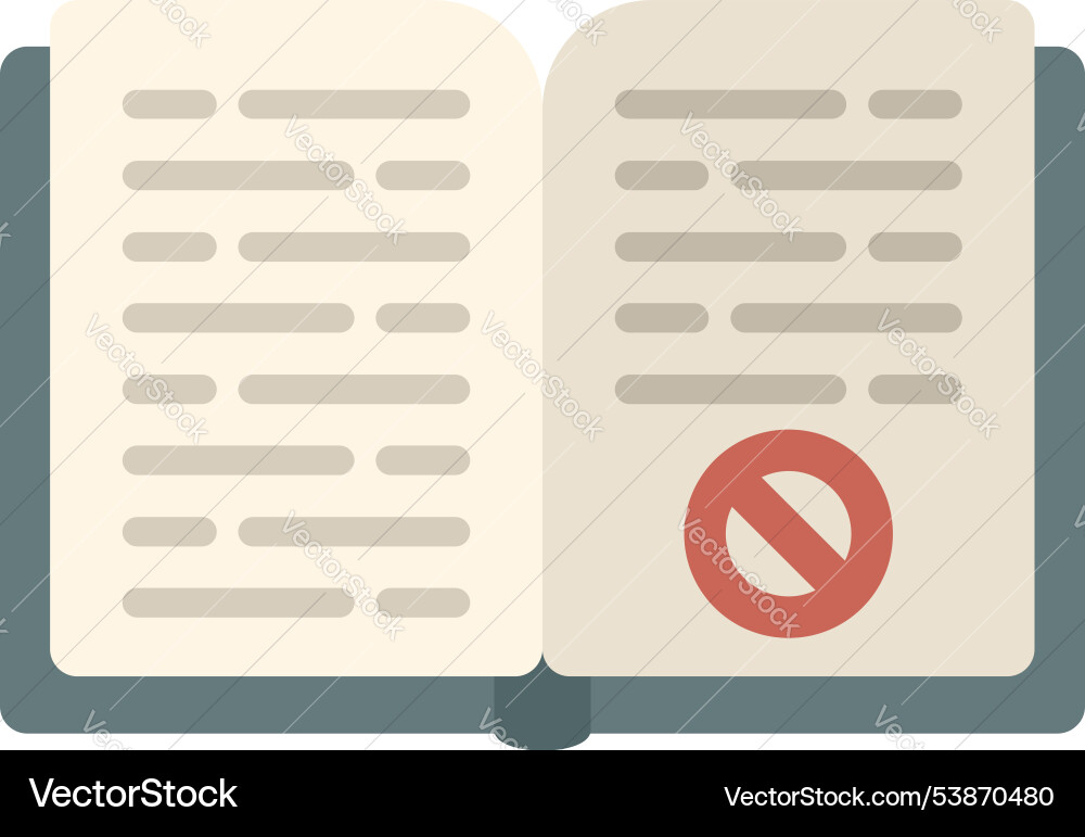 Open book with forbidden sign denoting banned Open book with forbidden sign denoting banned vector image