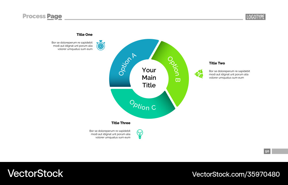 Pie chart with three options template vector image