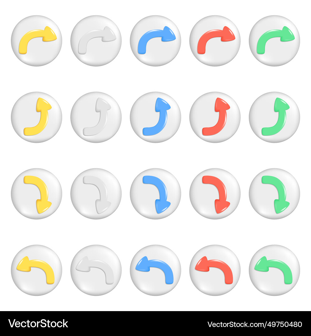 Realistic 3d colorful arrows on round button Realistic 3d colorful arrows on round button vector image