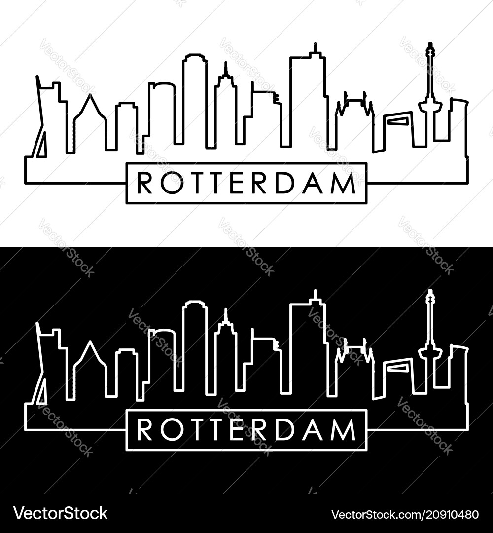 Rotterdam skyline linear style editable file vector image