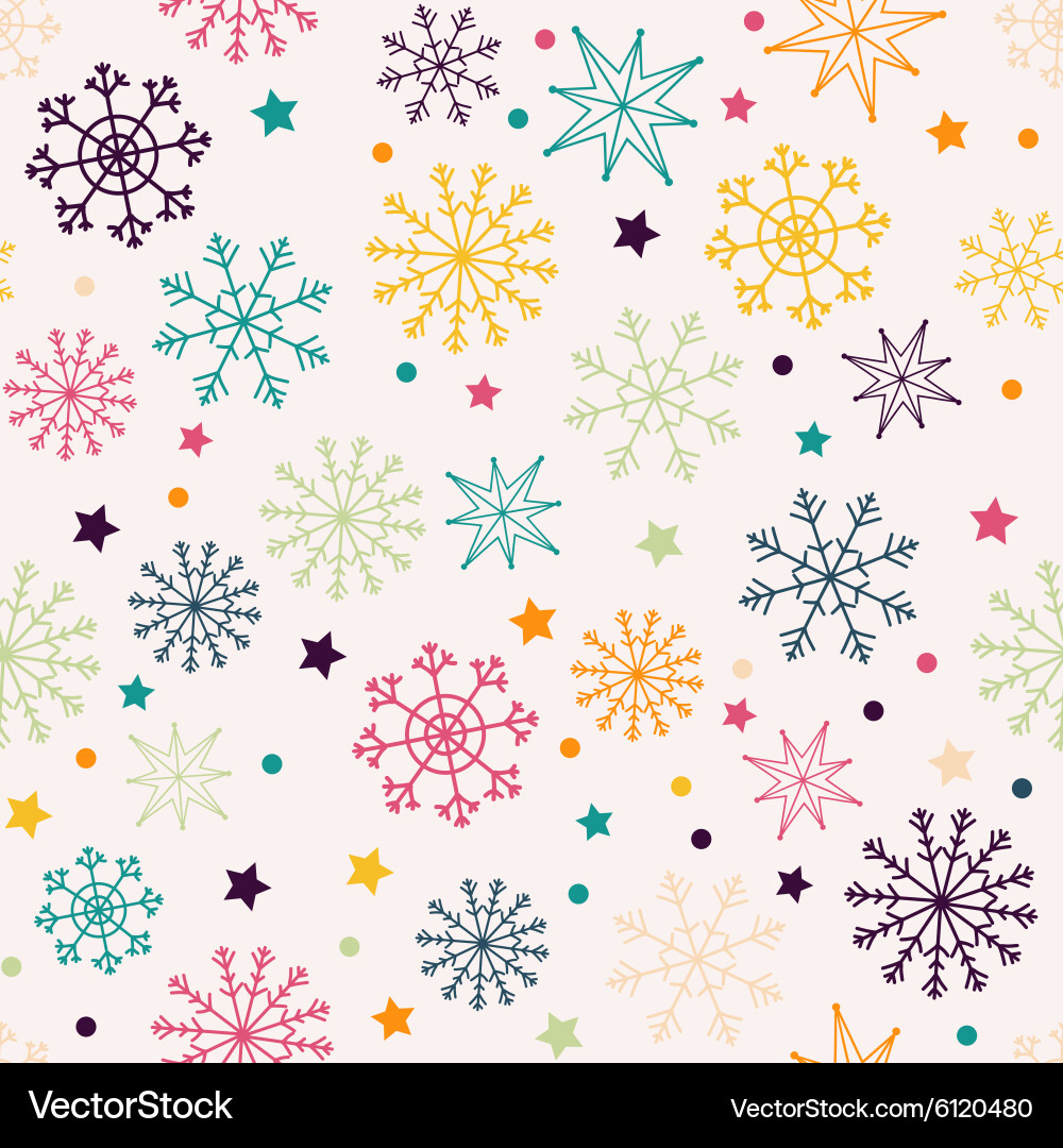 Seamless pattern with multicolored snowflakes vector image