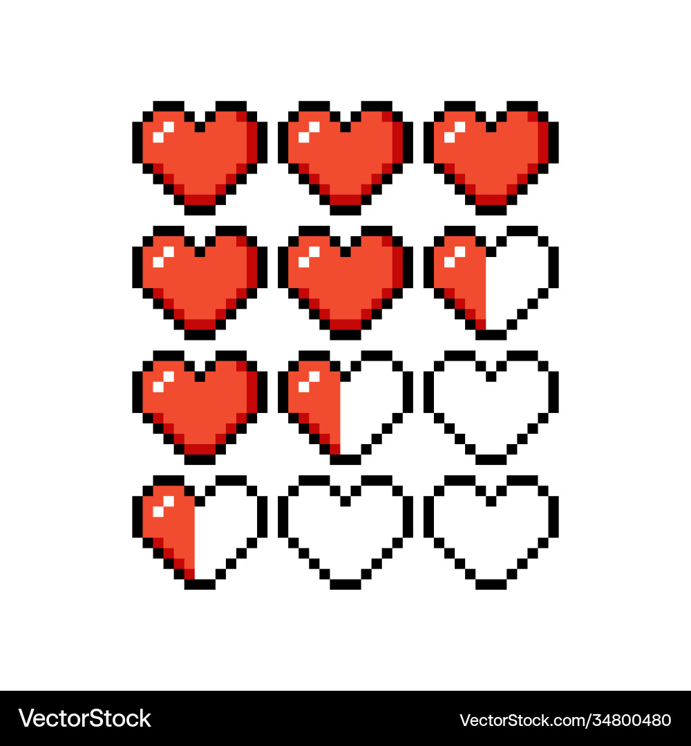 Set 8-bit pixel graphics icons isolated Vector Image