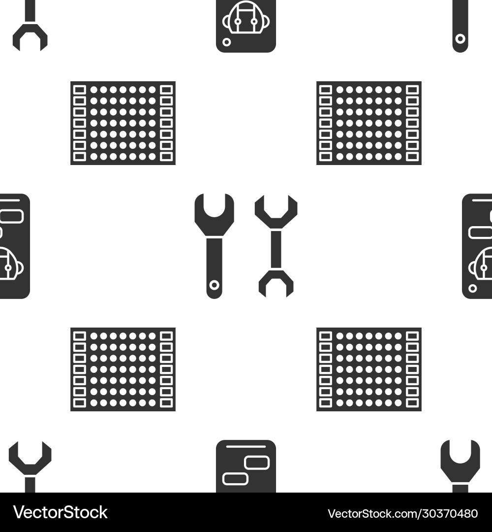 Set bot spanner and printed circuit board pcb Set bot spanner and printed circuit board pcb vector image